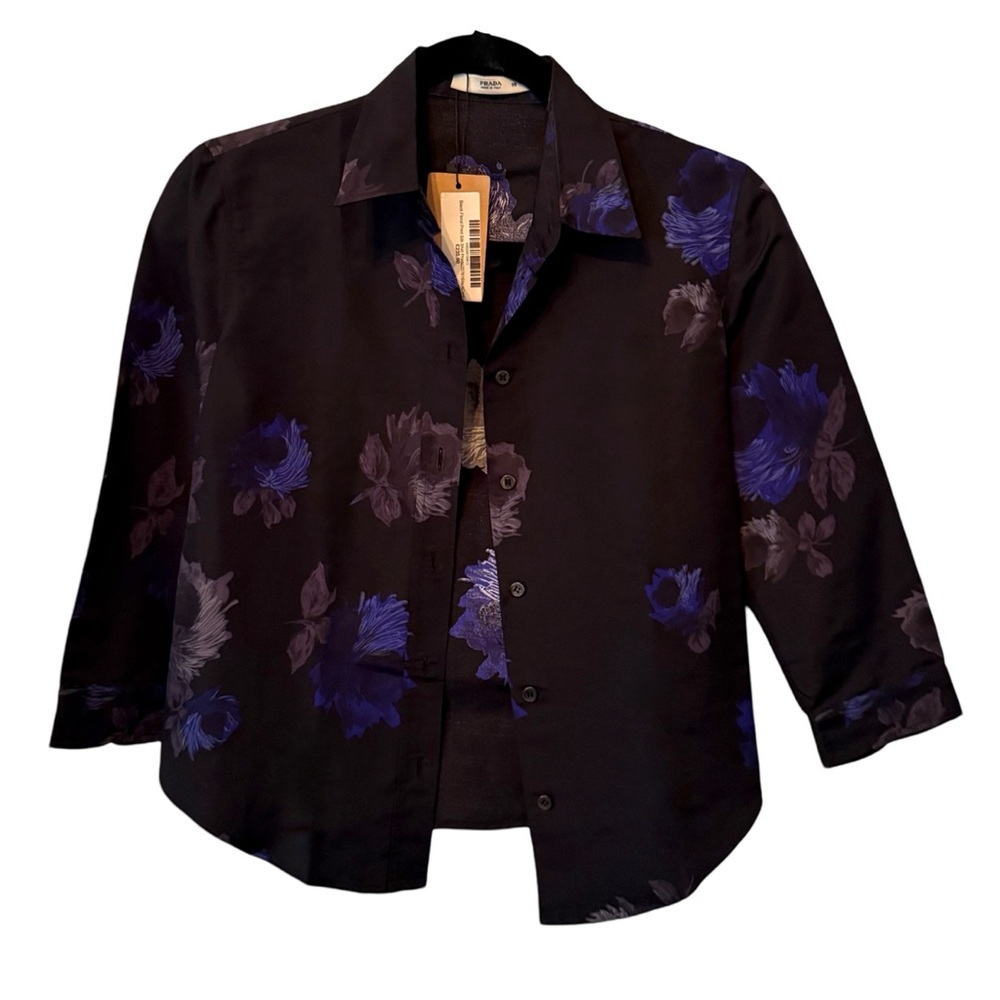 Prada Floral Printed Silk Faille Shirt Fall 2022